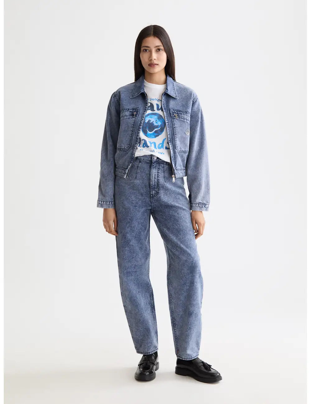 Denim Canvas Jacket full model shot showing overall fit by Scotch & Soda