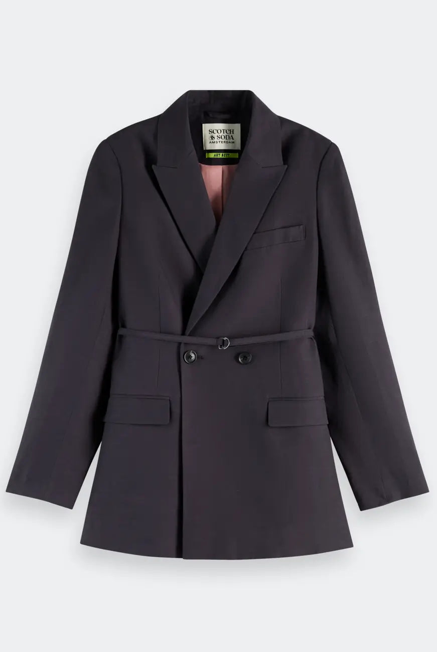 Drapey Blazer Charcoal flat lay front view by Scotch & Soda