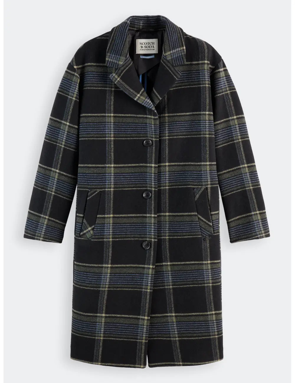 Wool Coat Check flat lay front view by Scotch & Soda