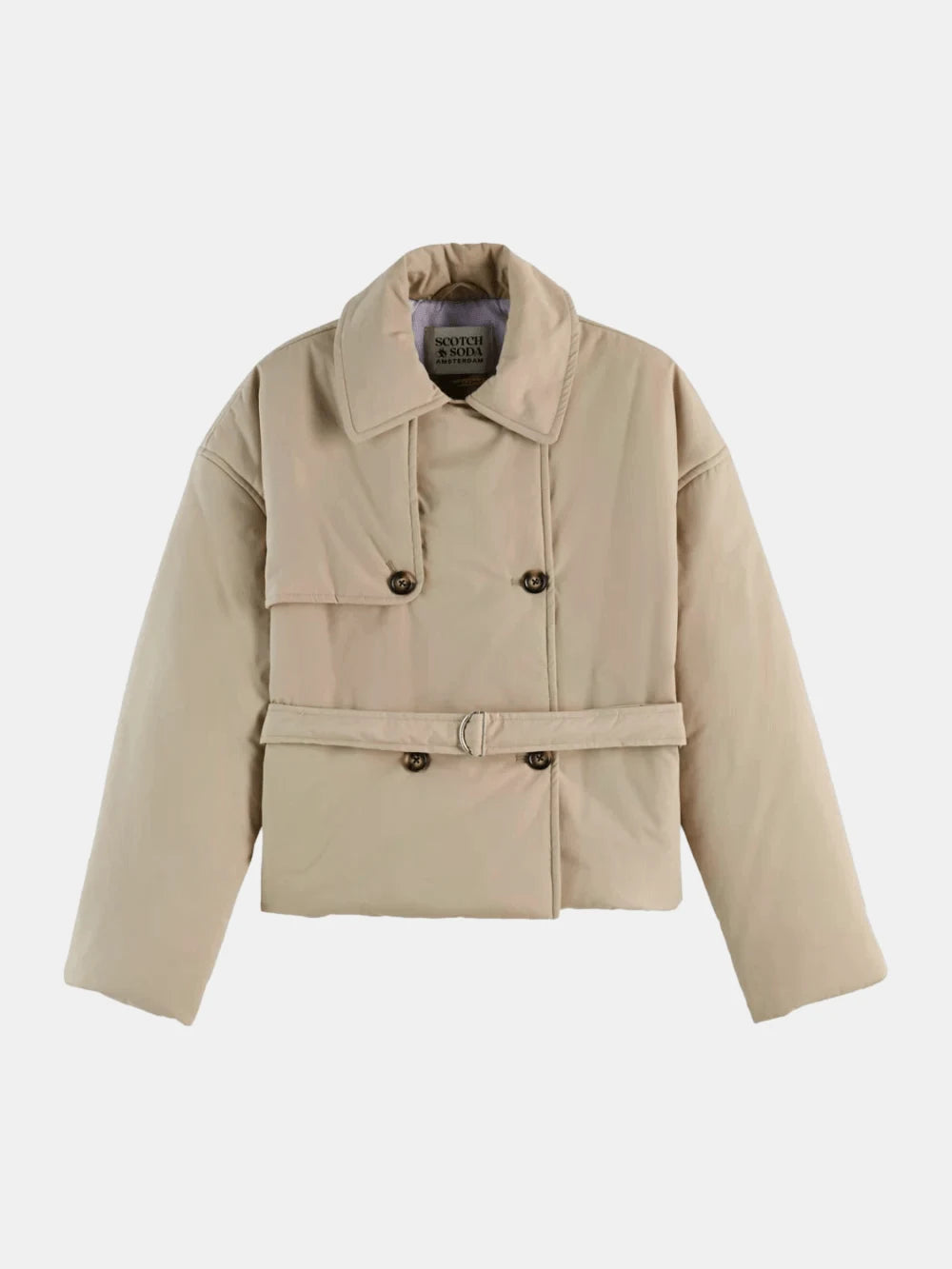 lightweight-padded-poplin-trench front view by Scotch & Soda