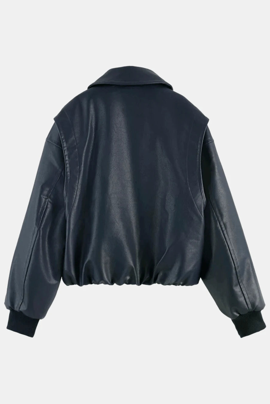 faux-leather-bomber-jacket back view by Scotch & Soda