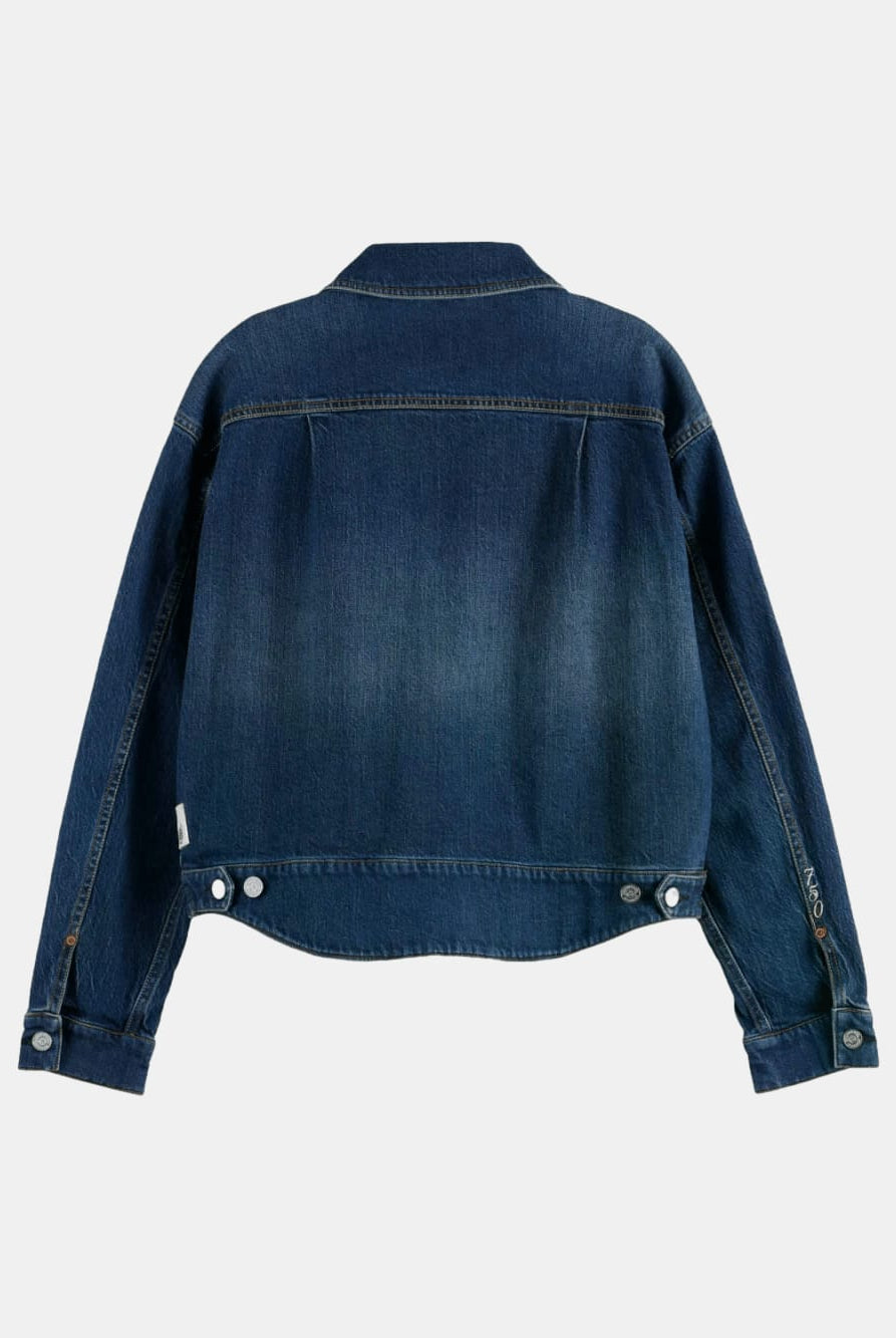 cropped-denim-jacket-let-it-rain-750-year-celebration back view by Scotch & Soda