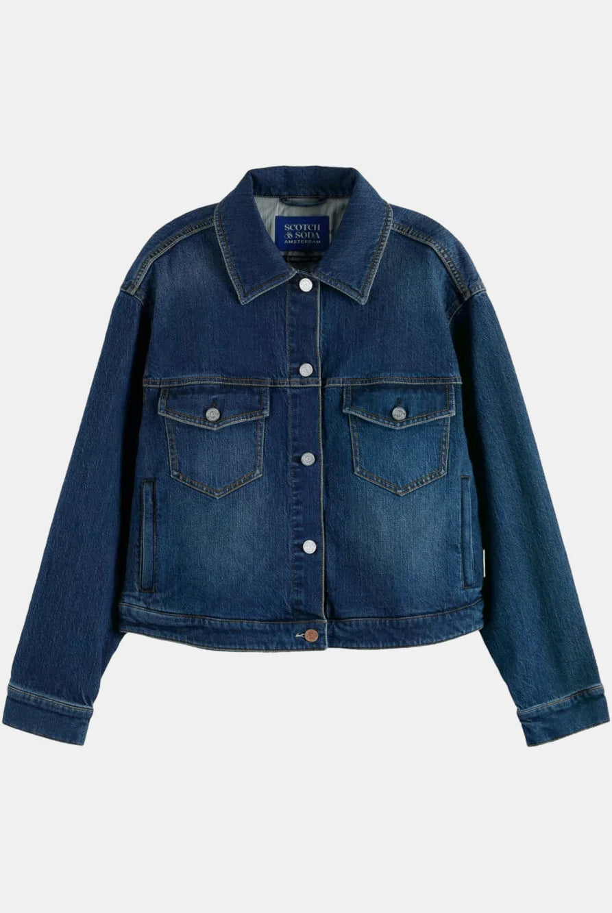 cropped-denim-jacket-let-it-rain-750-year-celebration front view by Scotch & Soda