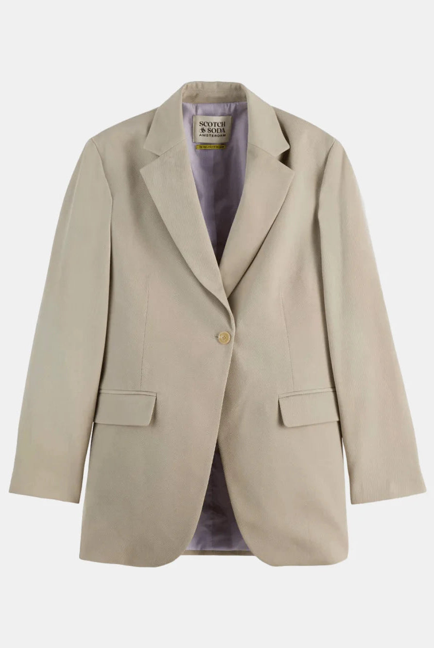 gabardine-single-breasted-blazer front view by Scotch & Soda