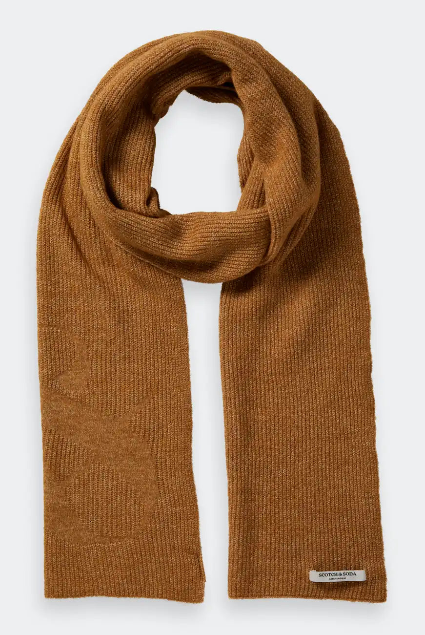 Logo Knitted Scarf front view by Scotch & Soda