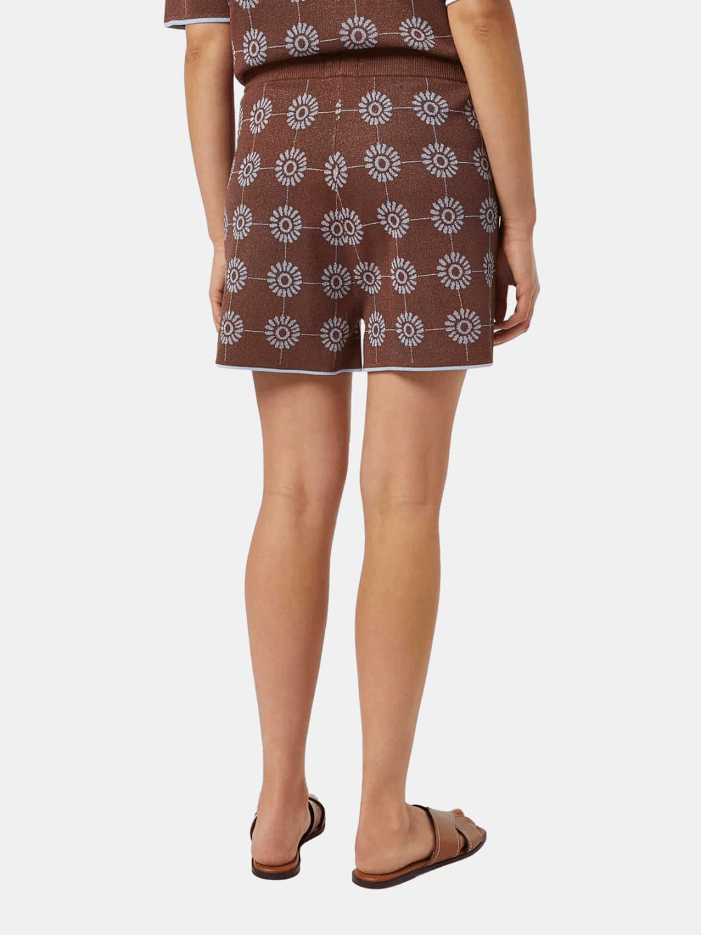 Jacquard Knitted Shorts (Open Brown) back view showing fit and finish by Scotch & Soda