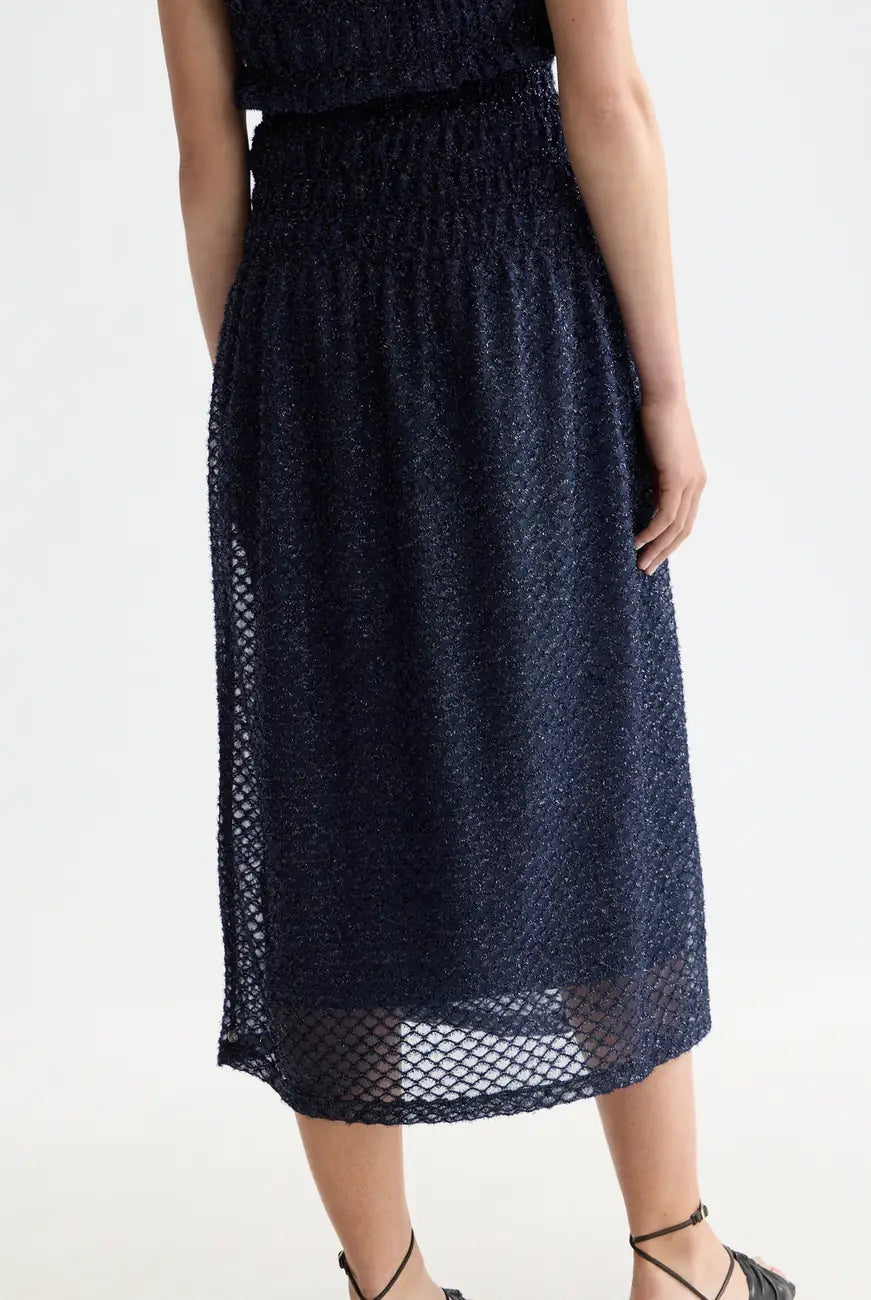 Lurex Smocked Skirt flat lay back view by Scotch & Soda