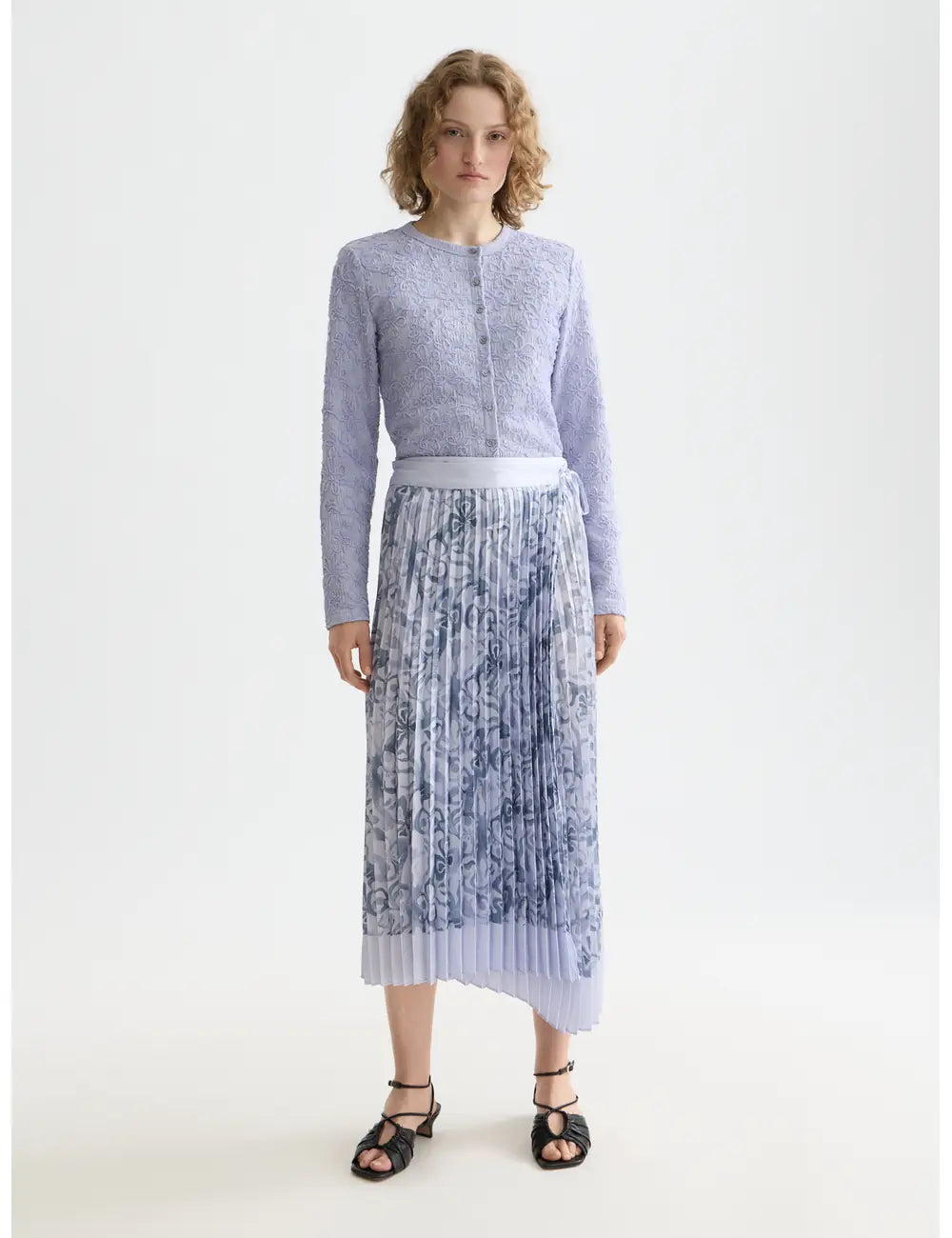 Pleated Wrap Midi Skirt full model shot showing overall fit by Scotch & Soda
