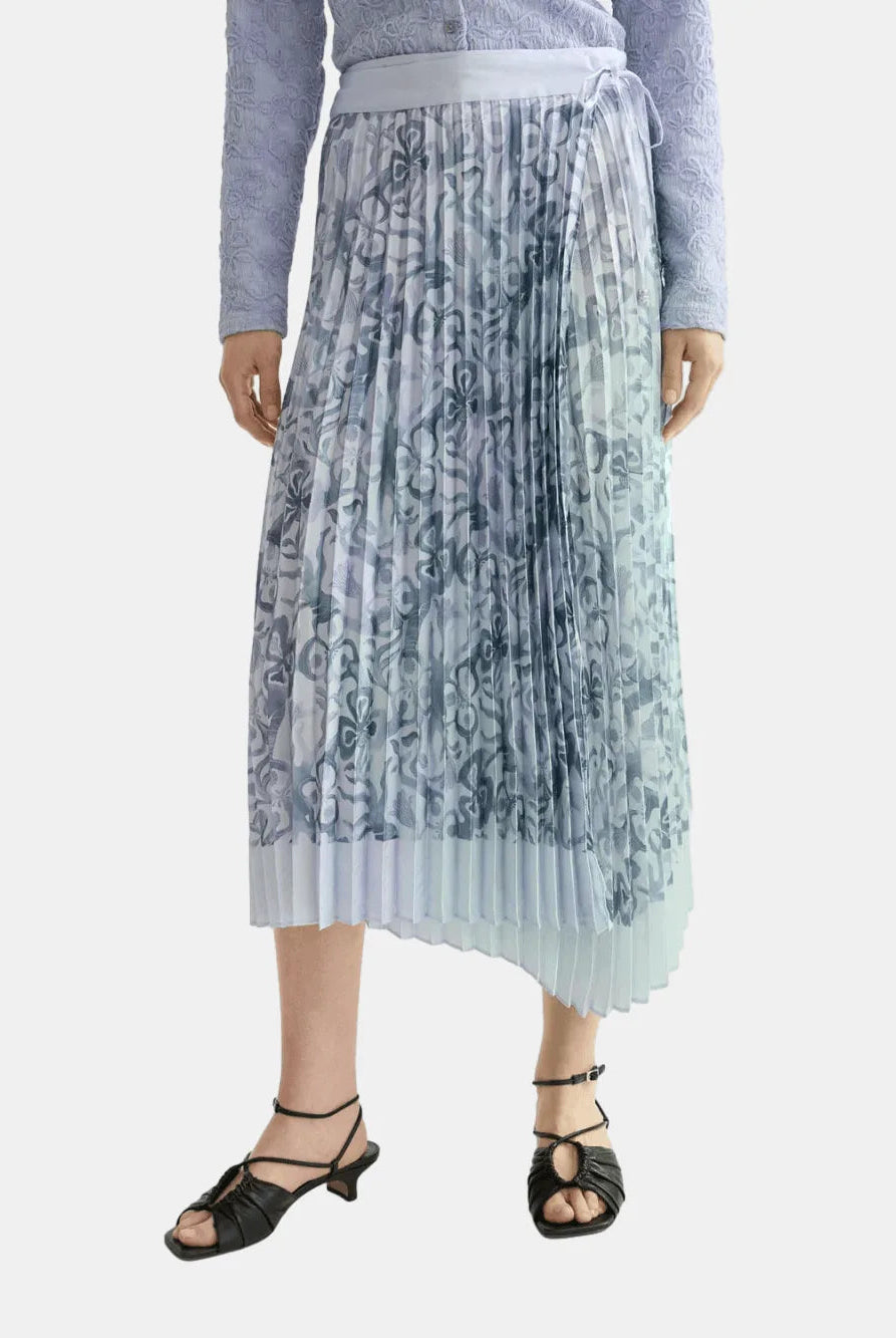 asymmetrical-pleated-wrap-midi-skirt side view by Scotch & Soda