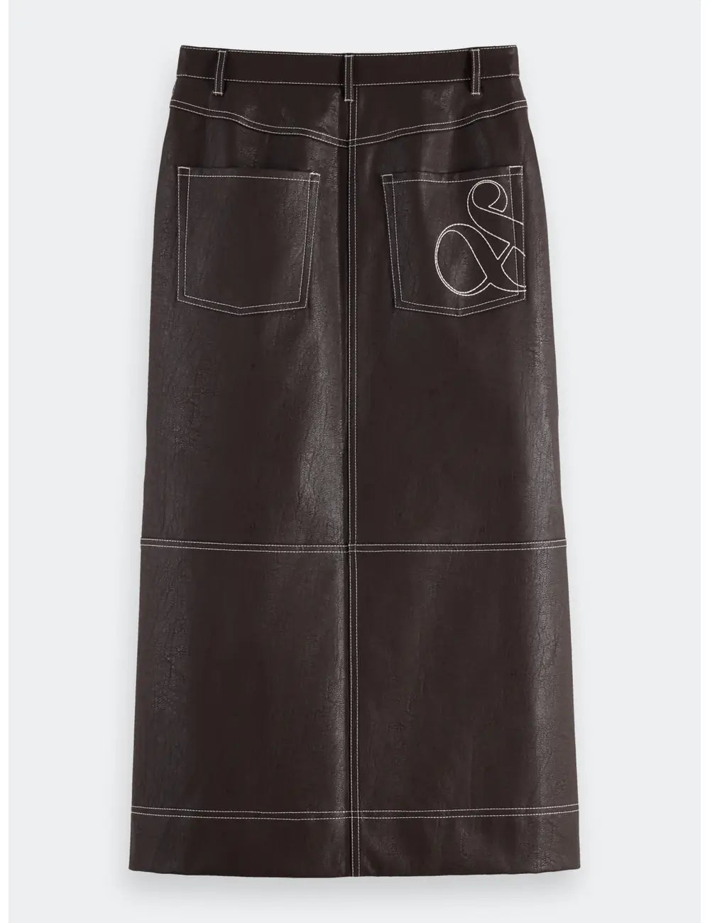 Faux Leather Midi Skirt flat lay back view by Scotch & Soda