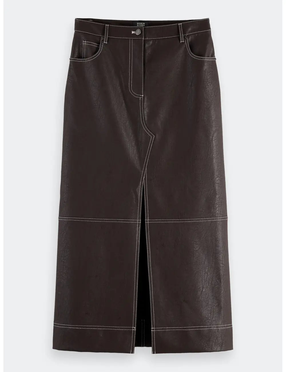 Faux Leather Midi Skirt flat lay front view by Scotch & Soda