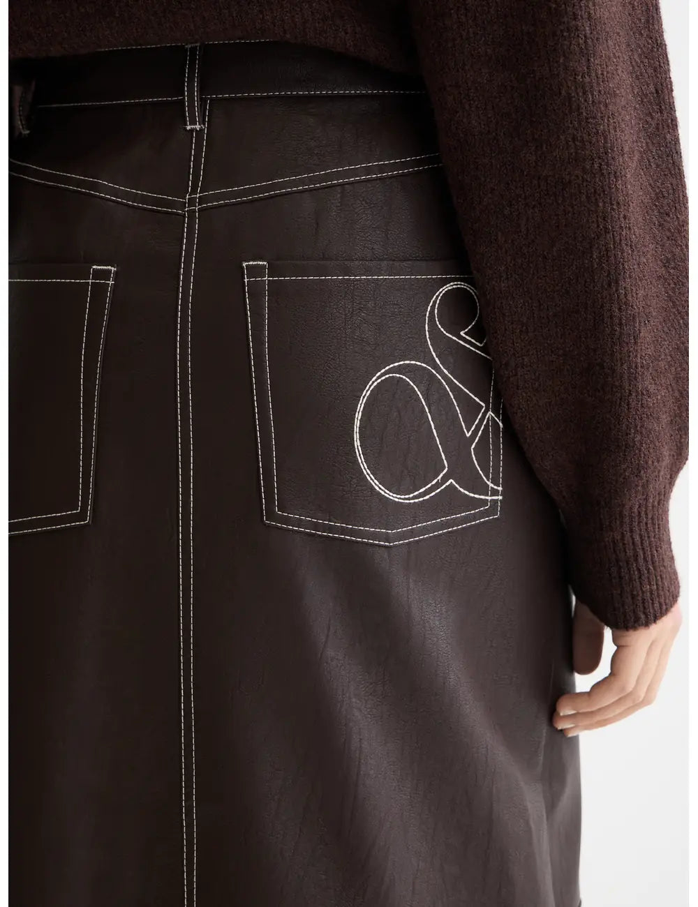 Faux Leather Midi Skirt detail view by Scotch & Soda