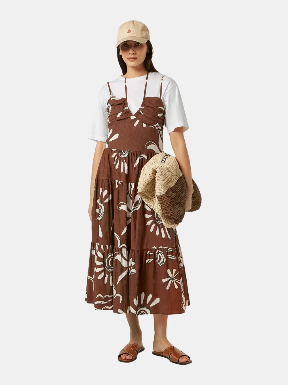 Cotton Seersucker Midi Dress (Open Brown) - Scotch & Soda