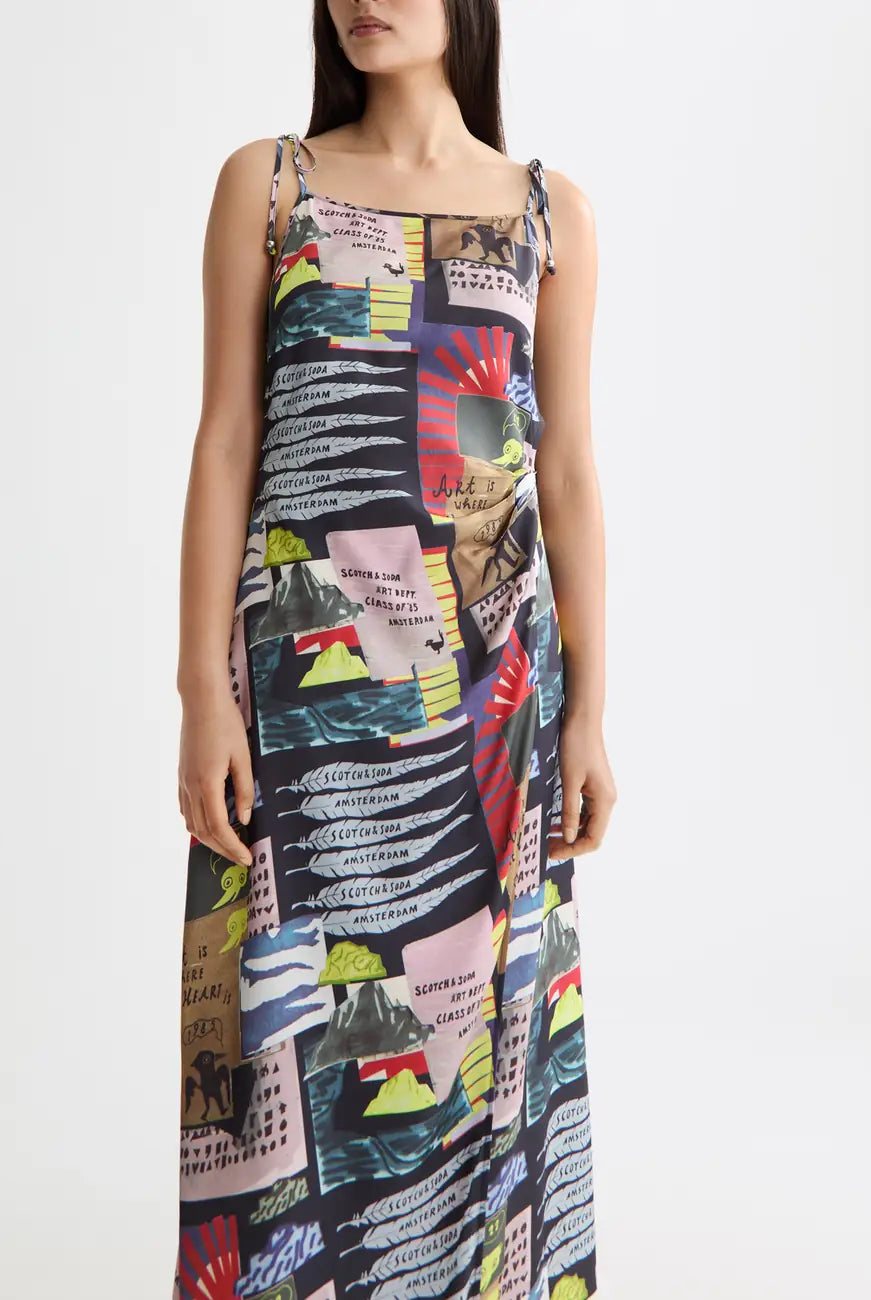 Midi Slip Dress close-up on model showing fit and detail by Scotch & Soda