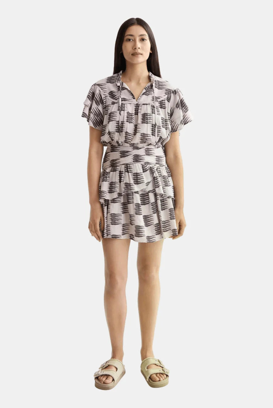 Ruffled Mini Dress With Gathered Waist - Scotch & Soda