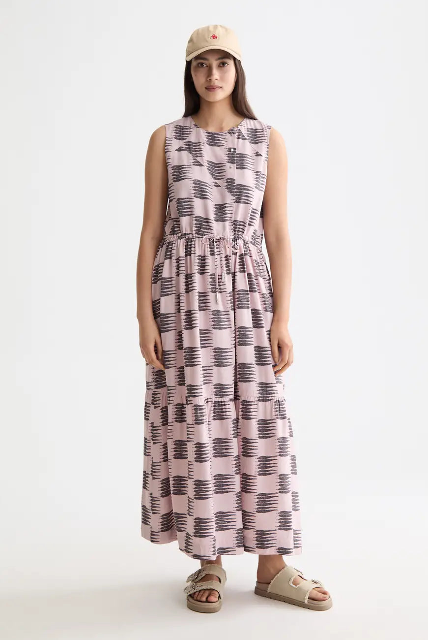 Midi Dress Gathered Waist full model shot showing overall fit by Scotch & Soda