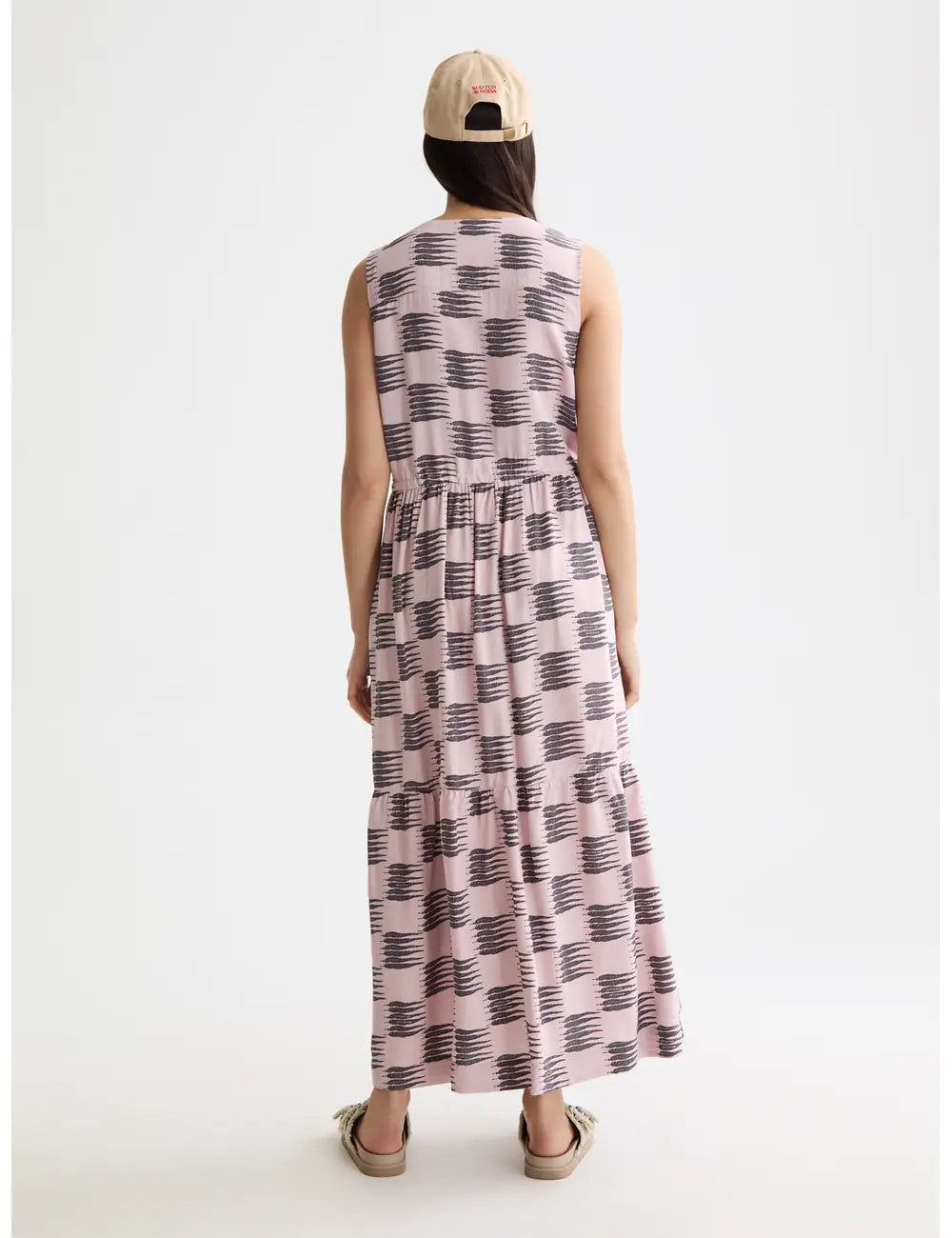 Midi Dress Gathered Waist detail shot showing fabric and craftsmanship by Scotch & Soda