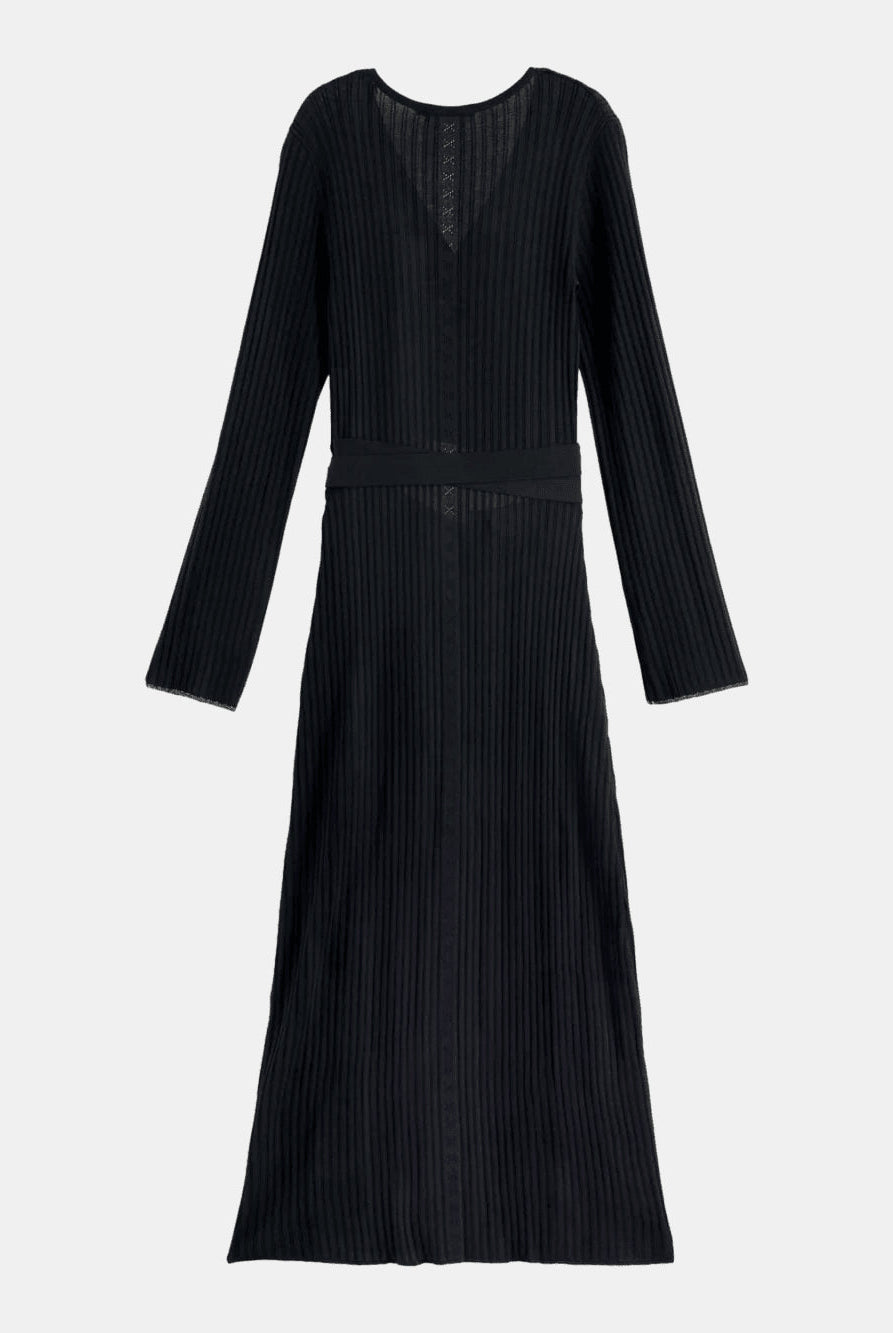 skinny-rib-knitted-wrap-dress back view by Scotch & Soda