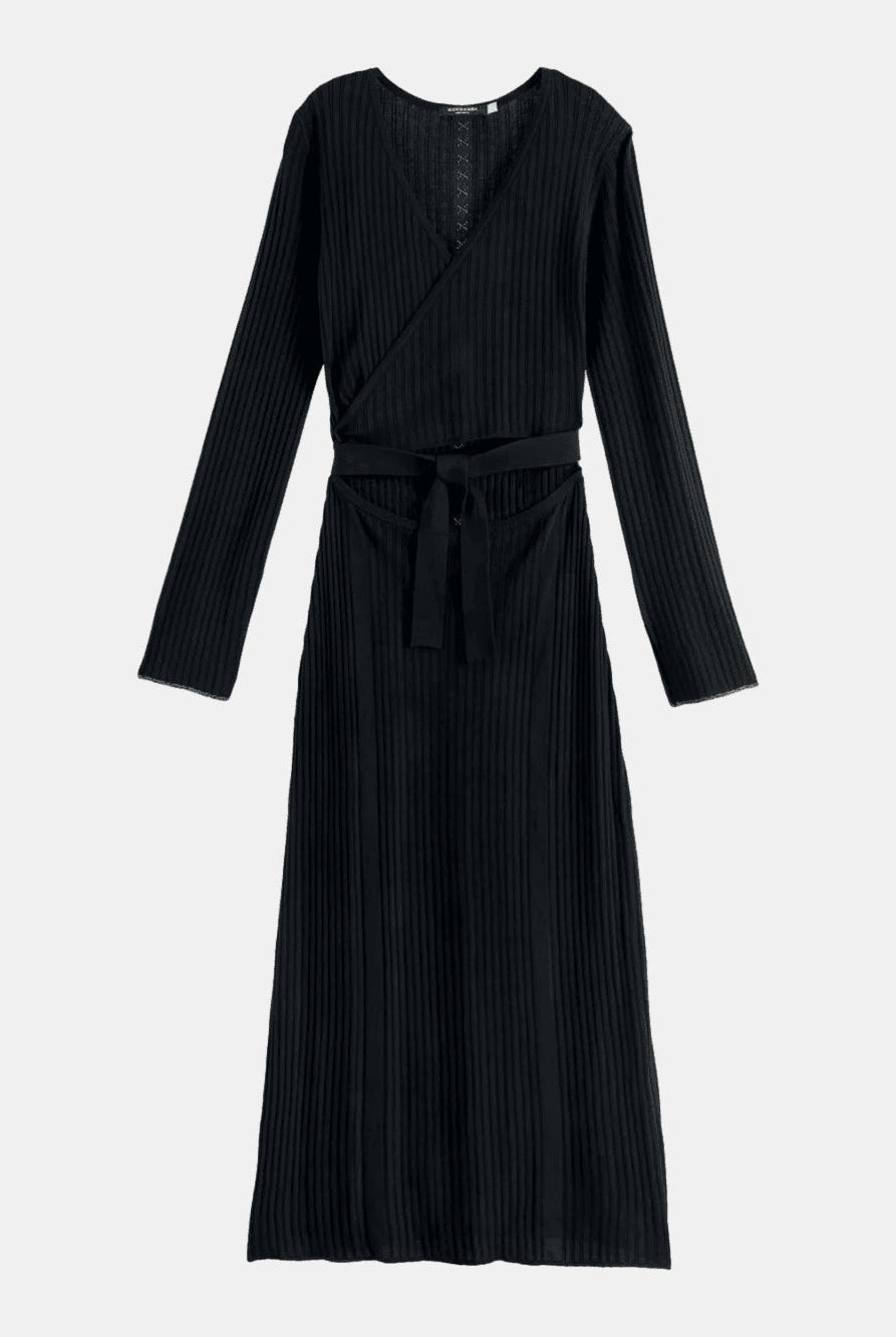 skinny-rib-knitted-wrap-dress front view by Scotch & Soda