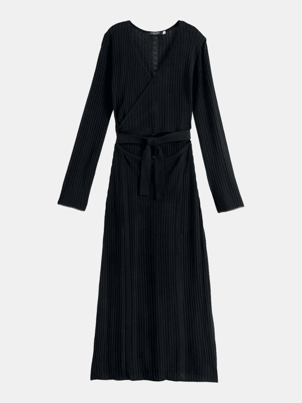 skinny-rib-knitted-wrap-dress front view by Scotch & Soda