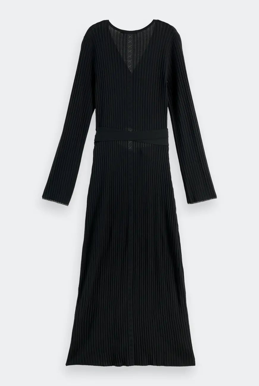 Skinny Rib Wrap Dress flat lay front view by Scotch & Soda