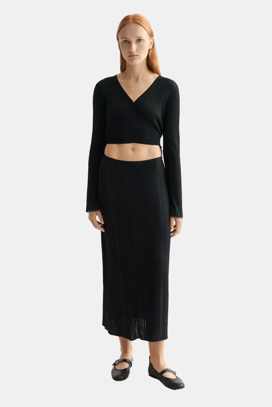 Skinny Rib Knitted Wrap Dress - Scotch & Soda