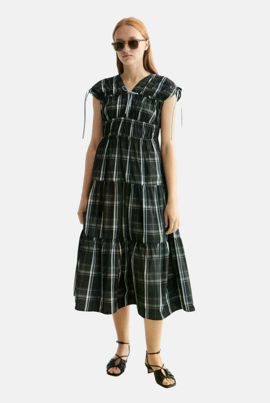Gathered Taffeta Midi Dress With Tied Details - Scotch & Soda