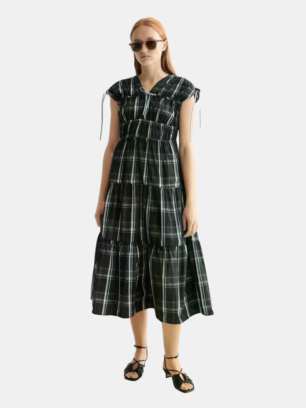 Gathered Taffeta Midi Dress With Tied Details - Scotch & Soda