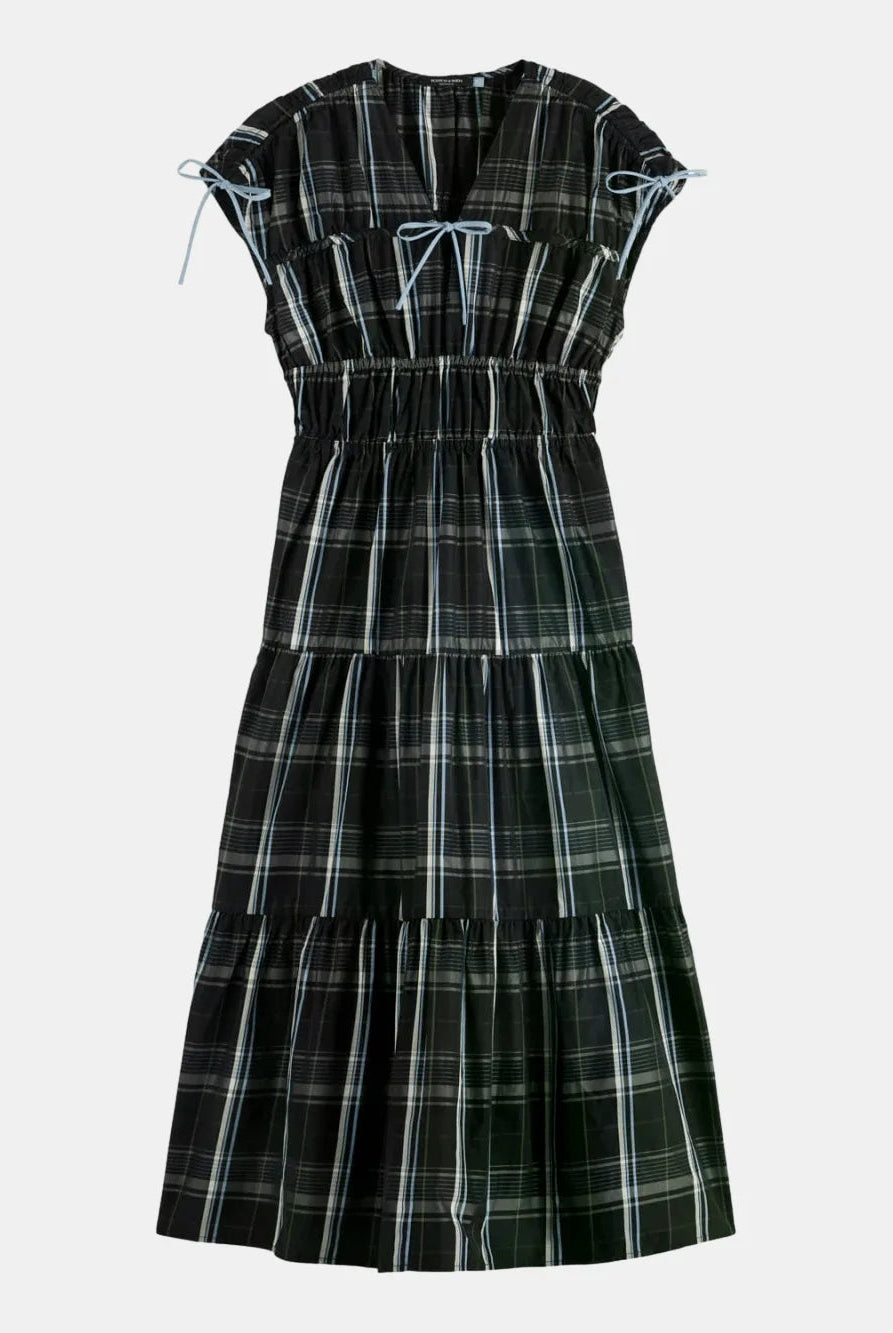 gathered-taffeta-midi-dress-with-tied-details front view by Scotch & Soda