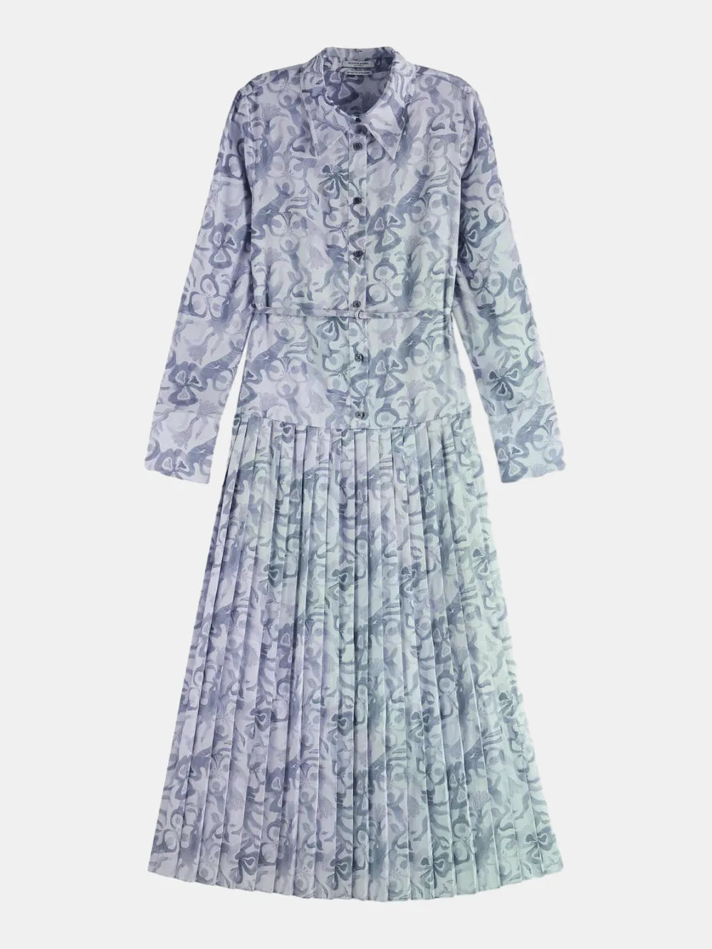 belted-shirt-midi-dress-with-pleated-hem front view by Scotch & Soda