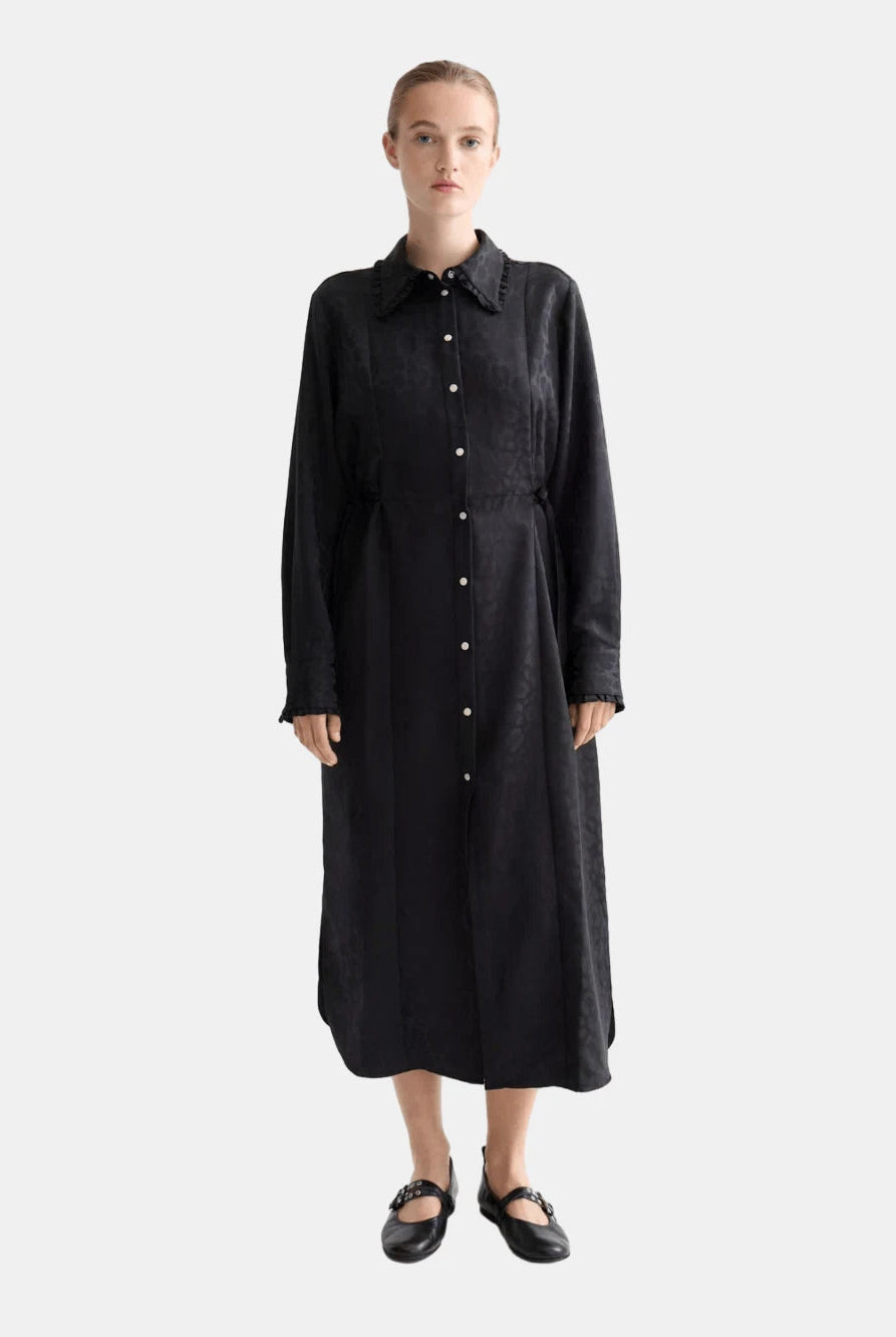 Midi Shirt Dress With Tied Waist And Ruffles - Scotch & Soda