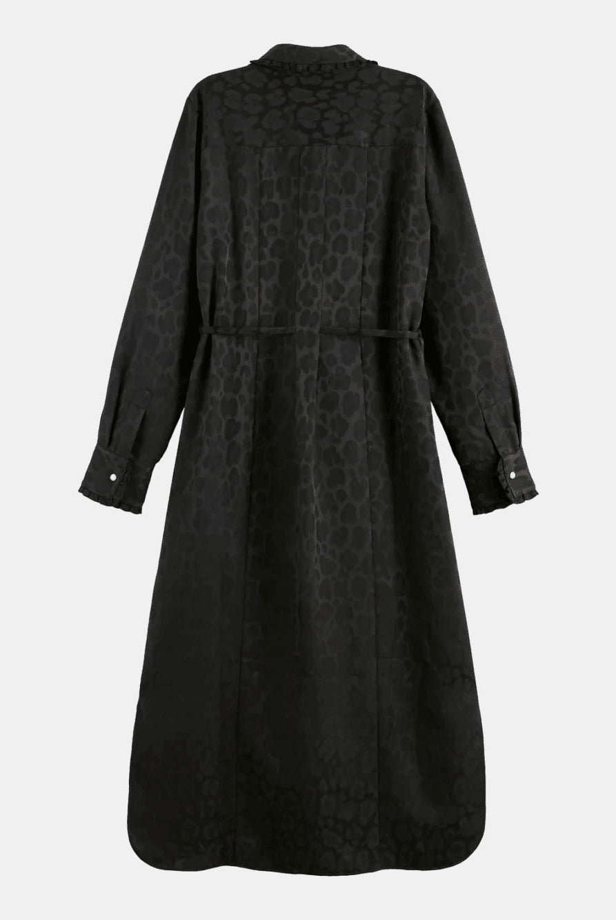 midi-shirt-dress-with-tied-waist-and-ruffles back view by Scotch & Soda