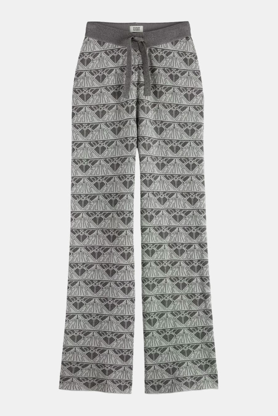 monogram-jacquard-knitted-trousers front view by Scotch & Soda