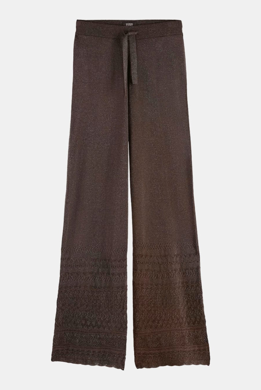 metallic-pointelle-knitted-trouser front view by Scotch & Soda