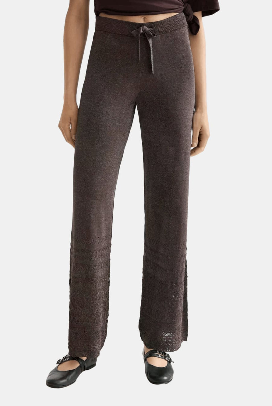 metallic-pointelle-knitted-trouser side view by Scotch & Soda
