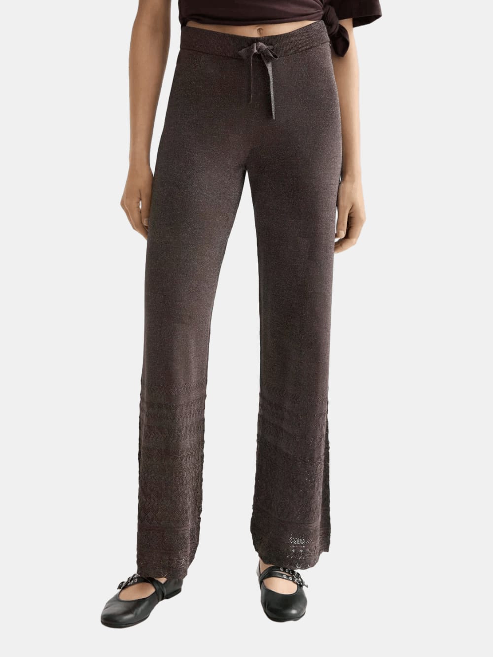 metallic-pointelle-knitted-trouser side view by Scotch & Soda