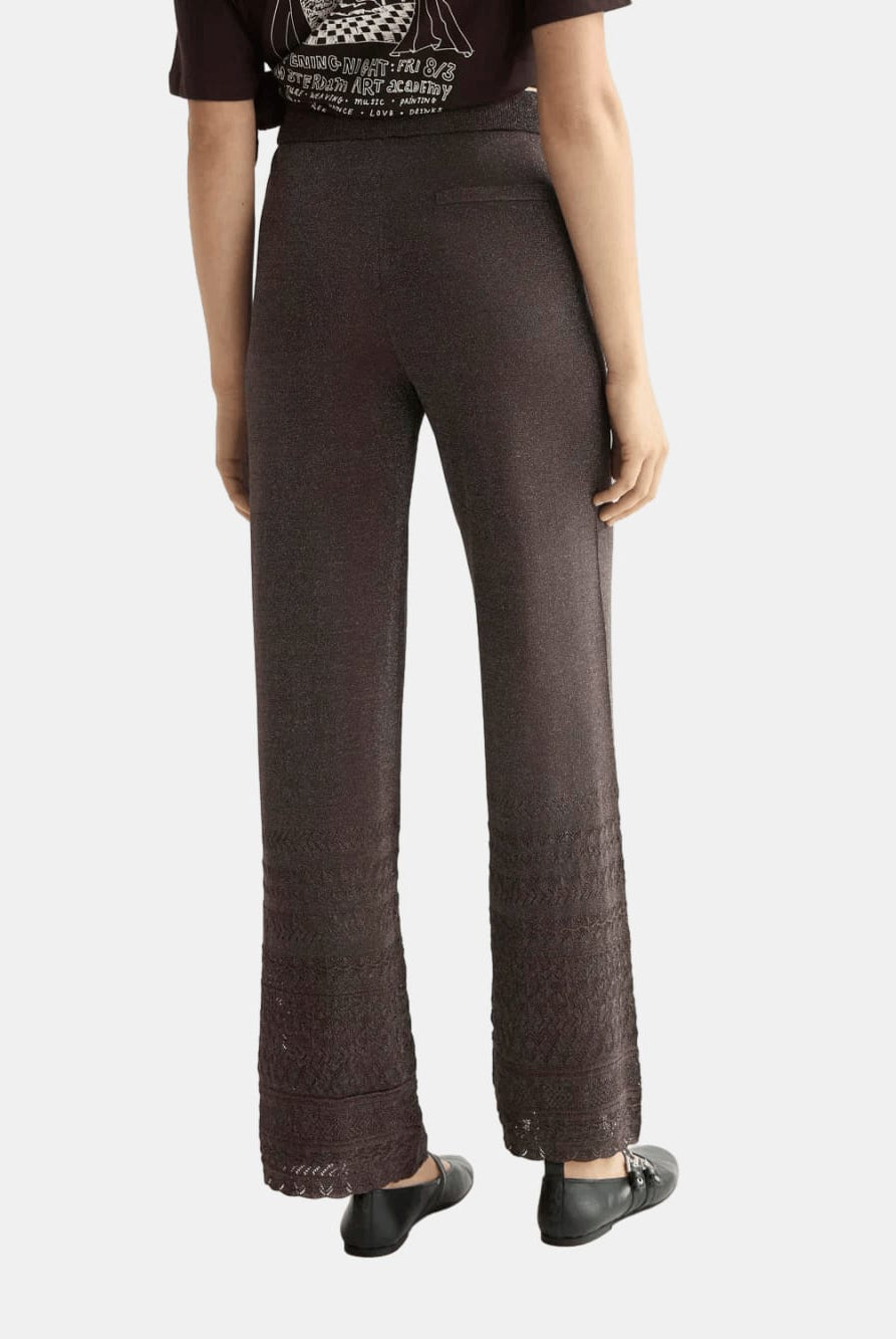 metallic-pointelle-knitted-trouser detail shot by Scotch & Soda