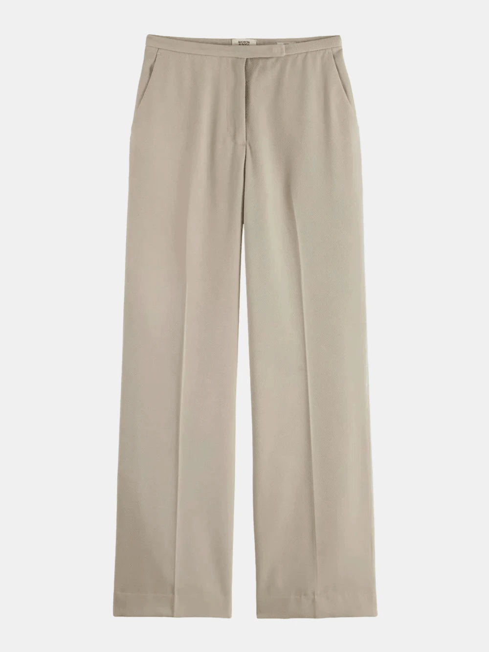 high-rise-wide-leg-gabardine-pant front view by Scotch & Soda