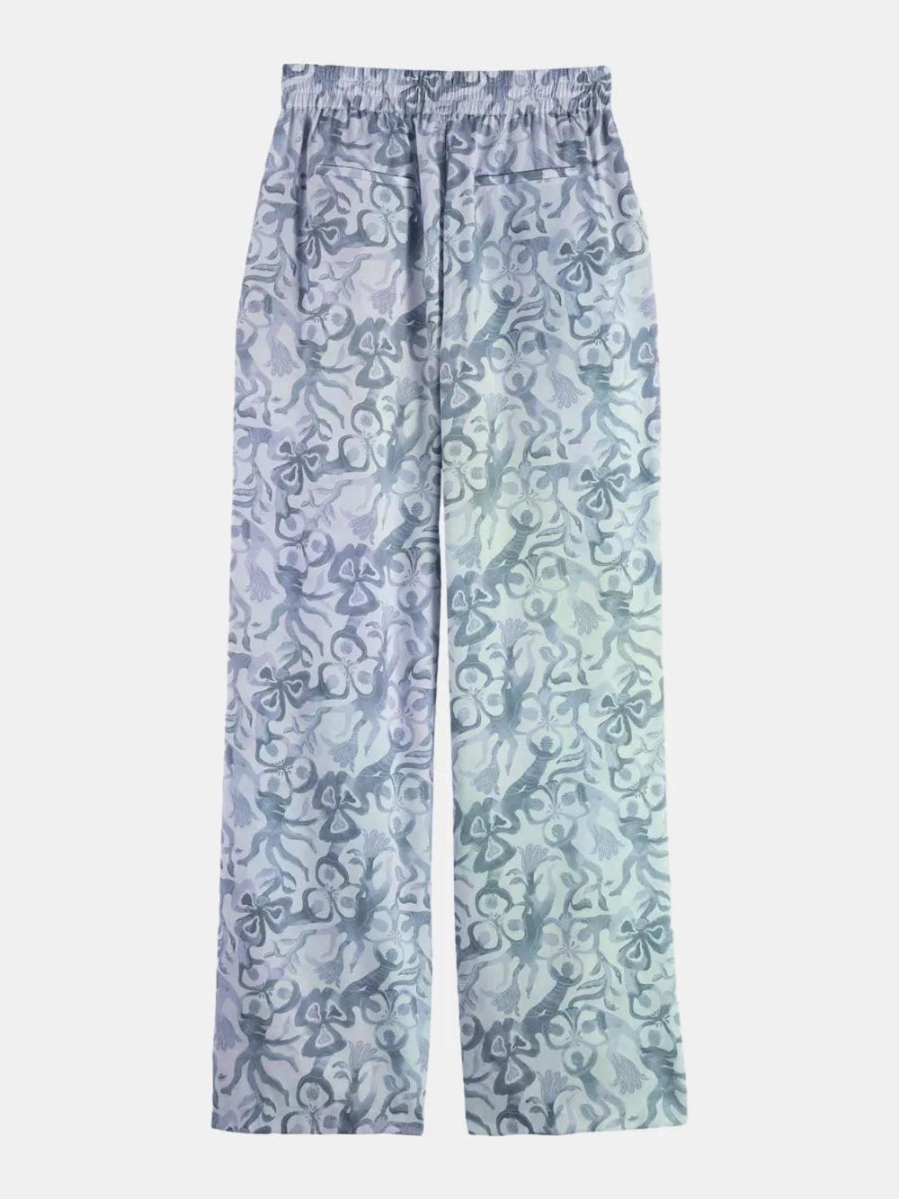 mid-rise-wide-leg-elasticated-trousers-in-block-print back view by Scotch & Soda