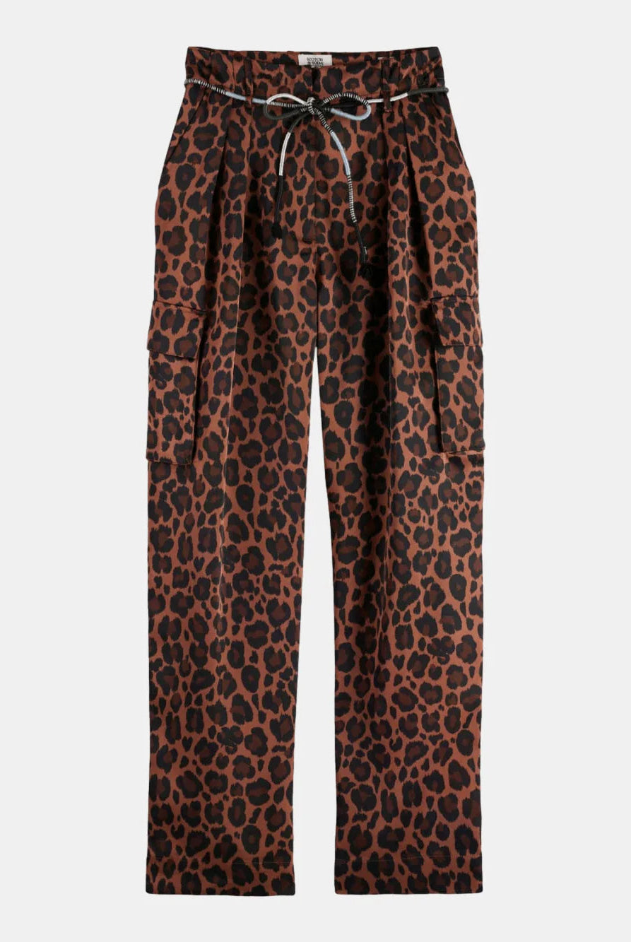 faye-high-rise-tapered-leg-satin-cargo-pant front view by Scotch & Soda