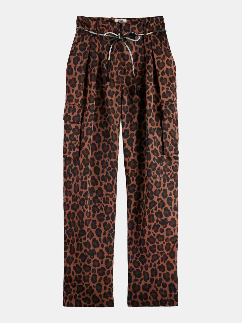 faye-high-rise-tapered-leg-satin-cargo-pant front view by Scotch & Soda