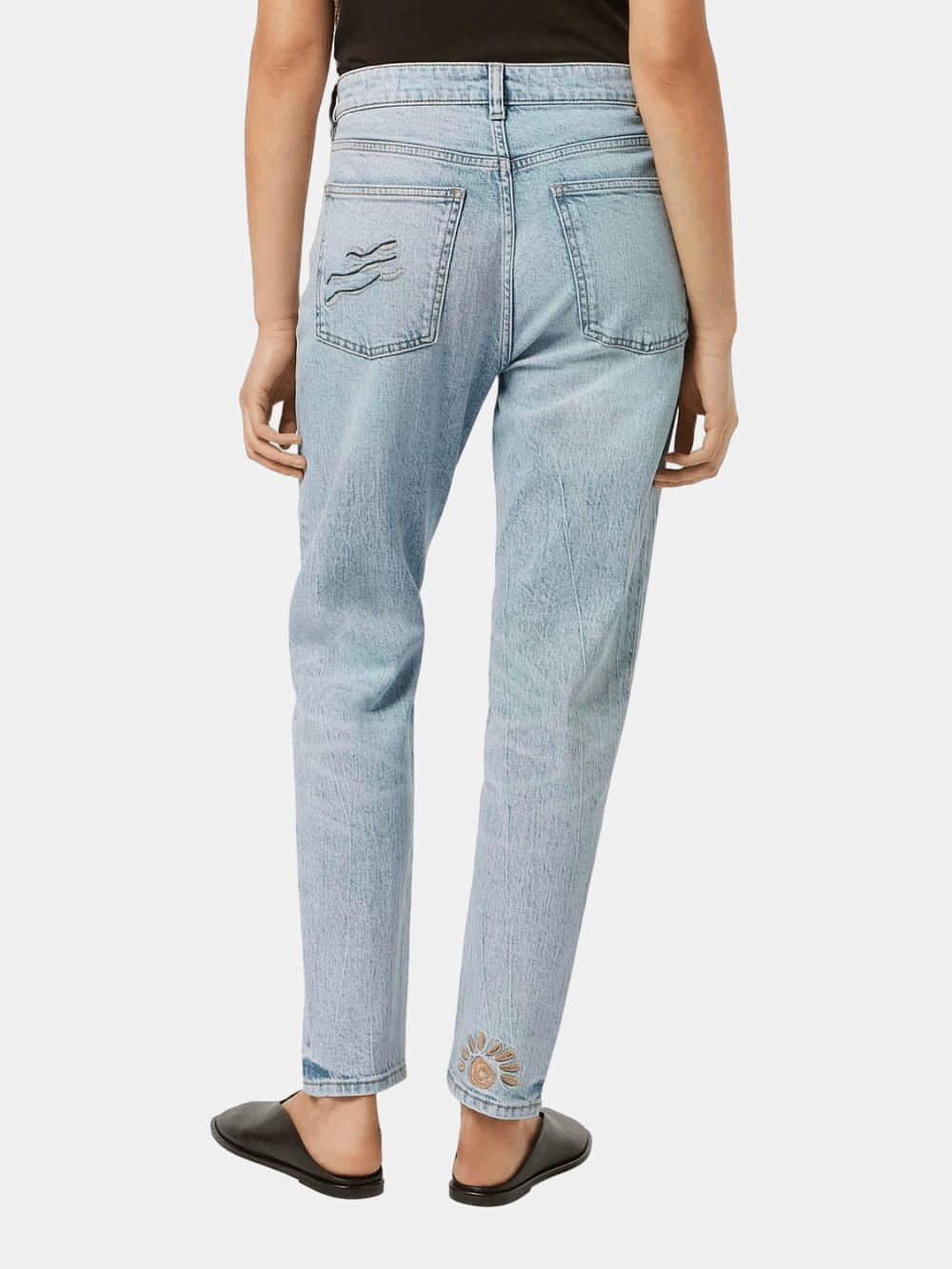 The Buzz Slim Boyfriend Jeans — Spring Lights (Blue/Grey) back view showing fit and finish by Scotch & Soda