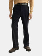 core-relaxed-straight-fit-cool-wool-blend-chino-black front view by Scotch & Soda