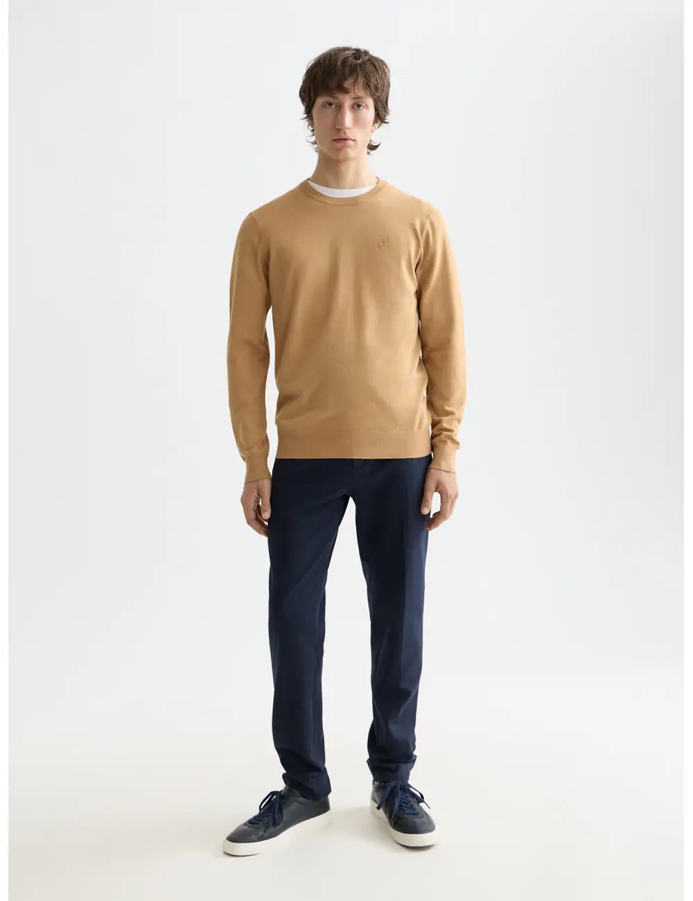 Viscose Pullover Crewneck full model shot showing overall fit by Scotch & Soda