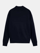 core-dropped-shoulder-mock-neck-pullover-navy back view by Scotch & Soda