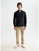 Poplin Solid Shirt full model shot showing overall fit by Scotch & Soda