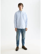 Core - Oxford Stripe front view showing fit and finish by Scotch & Soda