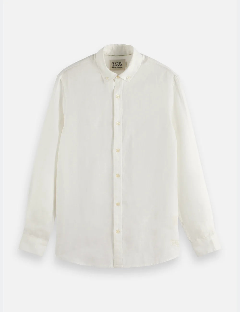 Linen Shirt Button Down flat lay front view by Scotch & Soda