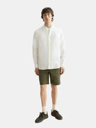 Core - Linen Shirt Ls Stand Up Collar (White Traditional) - Scotch & Soda