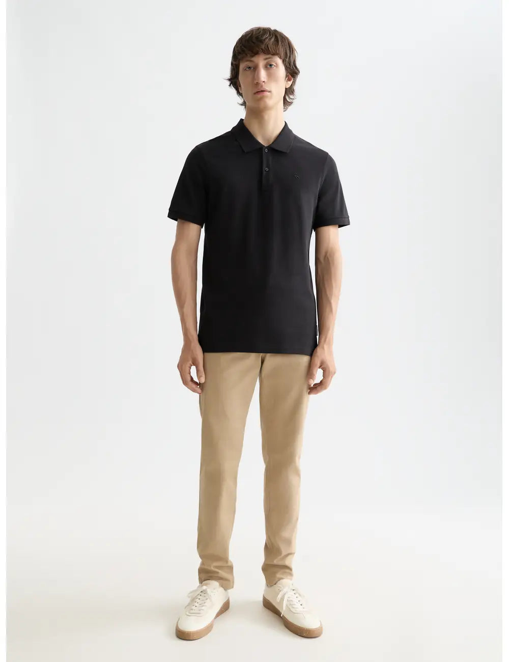 Logo Pique Polo full model shot showing overall fit by Scotch & Soda